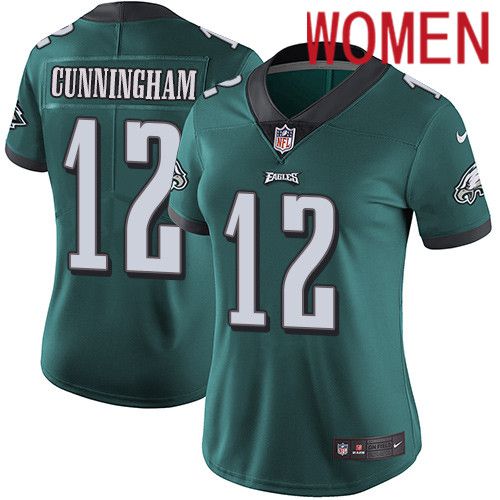 Women Philadelphia Eagles 12 Randall Cunningham Nike Midnight Green Vapor Limited NFL Jersey